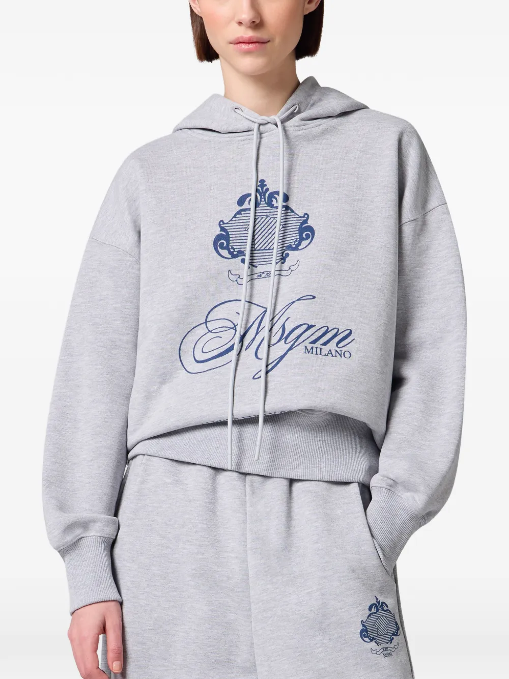 MSGM Hoodie met logoprint en trekkoord Grijs
