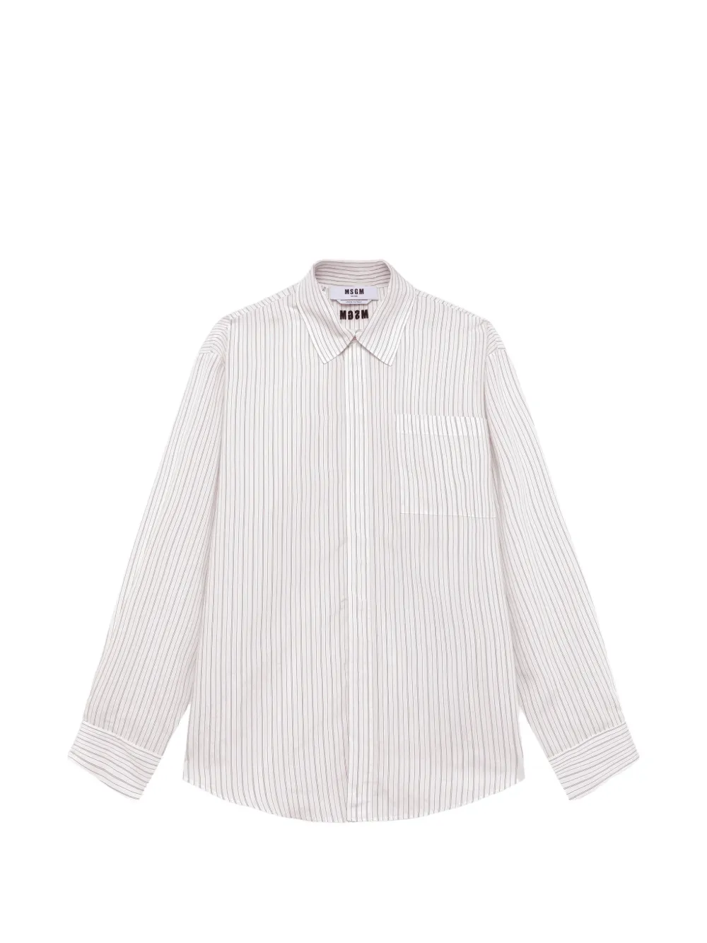 MSGM logo印花条纹衬衫 | 白色 | Image 1