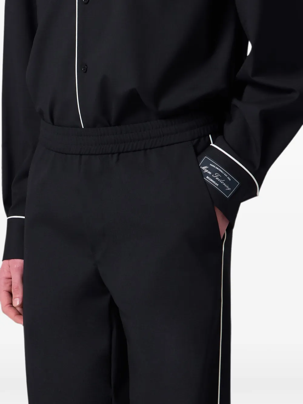 MSGM Broek met elastische tailleband en afwerking Zwart