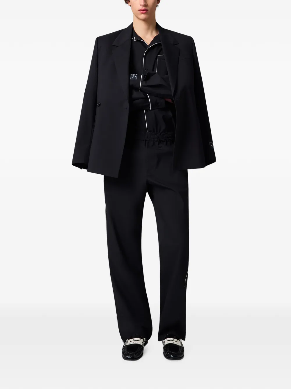 MSGM Broek met elastische tailleband en afwerking Zwart