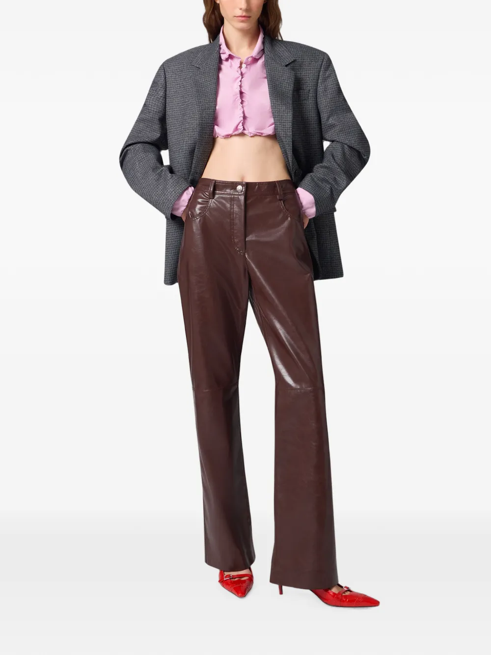 MSGM Cropped gesmockte blouse Roze