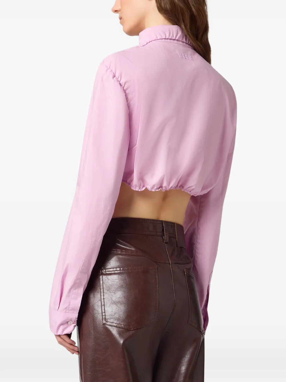MSGM Cropped gesmockte blouse Roze