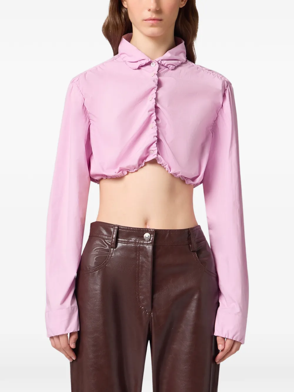 MSGM Cropped gesmockte blouse Roze