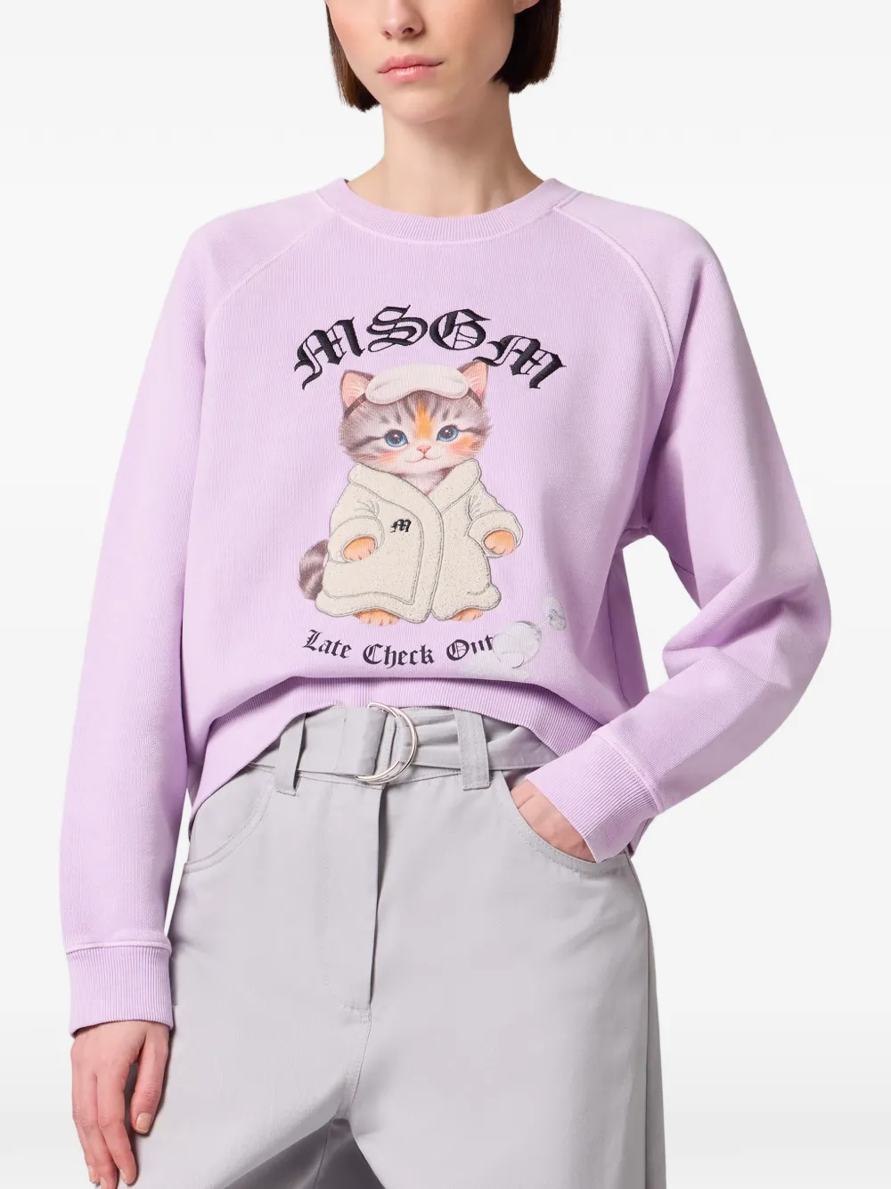 MSGM Trui met raglan mouwen en kattenprint Paars