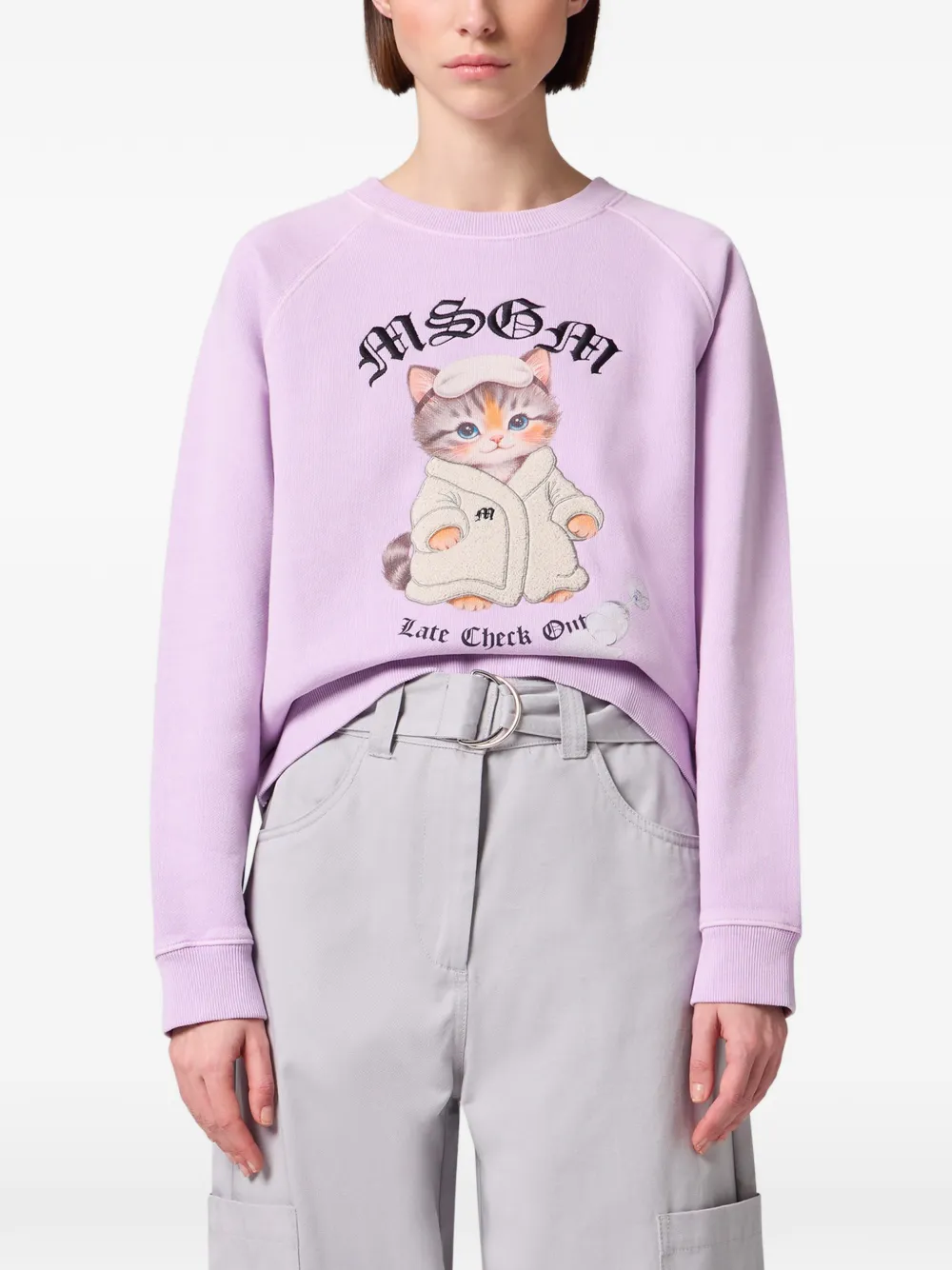 MSGM Trui met raglan mouwen en kattenprint Paars