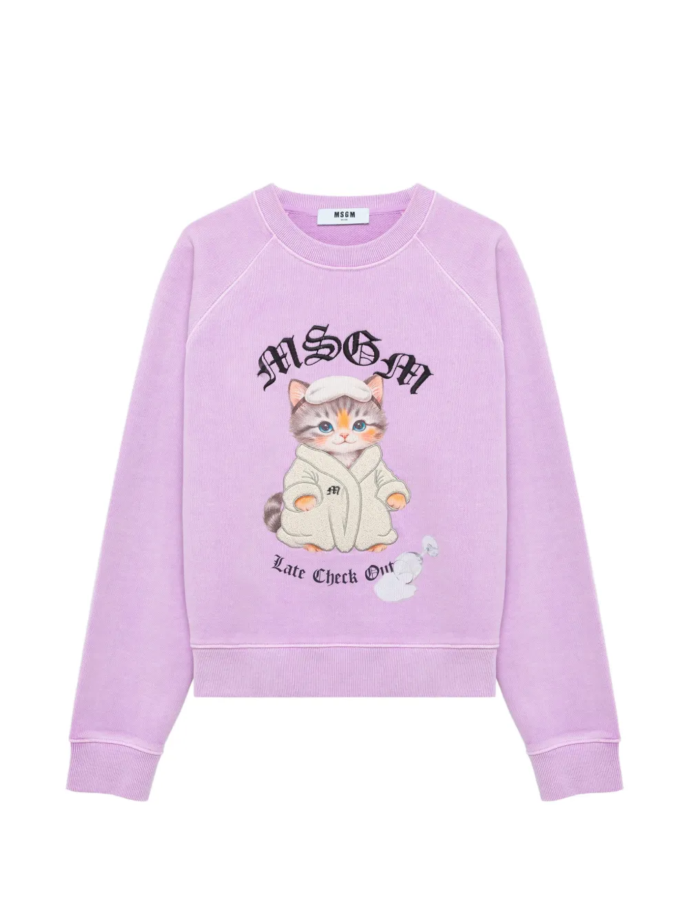 MSGM 캣 프린트 래글런 소매 스웨터 | 퍼플 | Image 1
