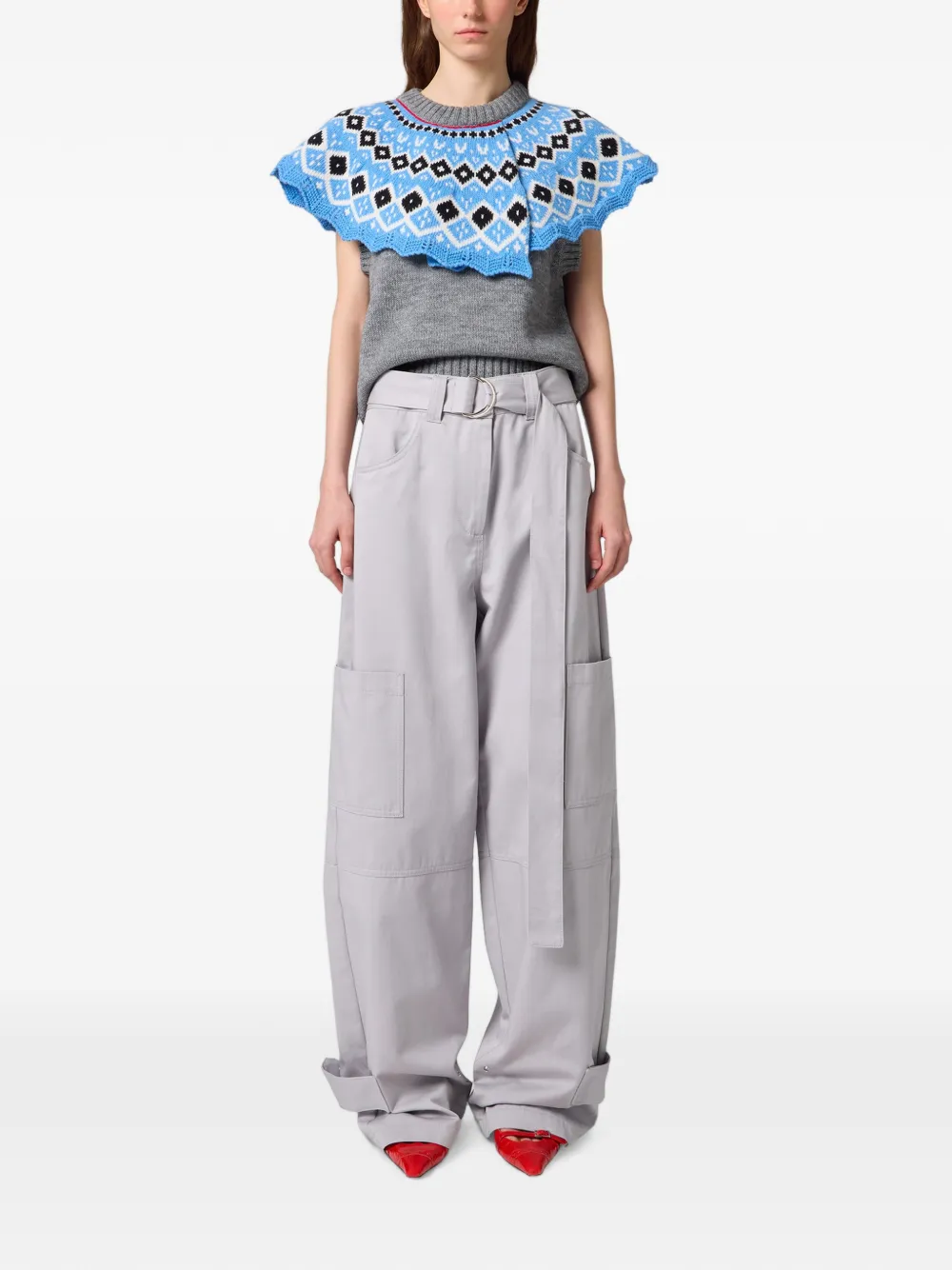 MSGM Cargo broek met ceintuur Grijs