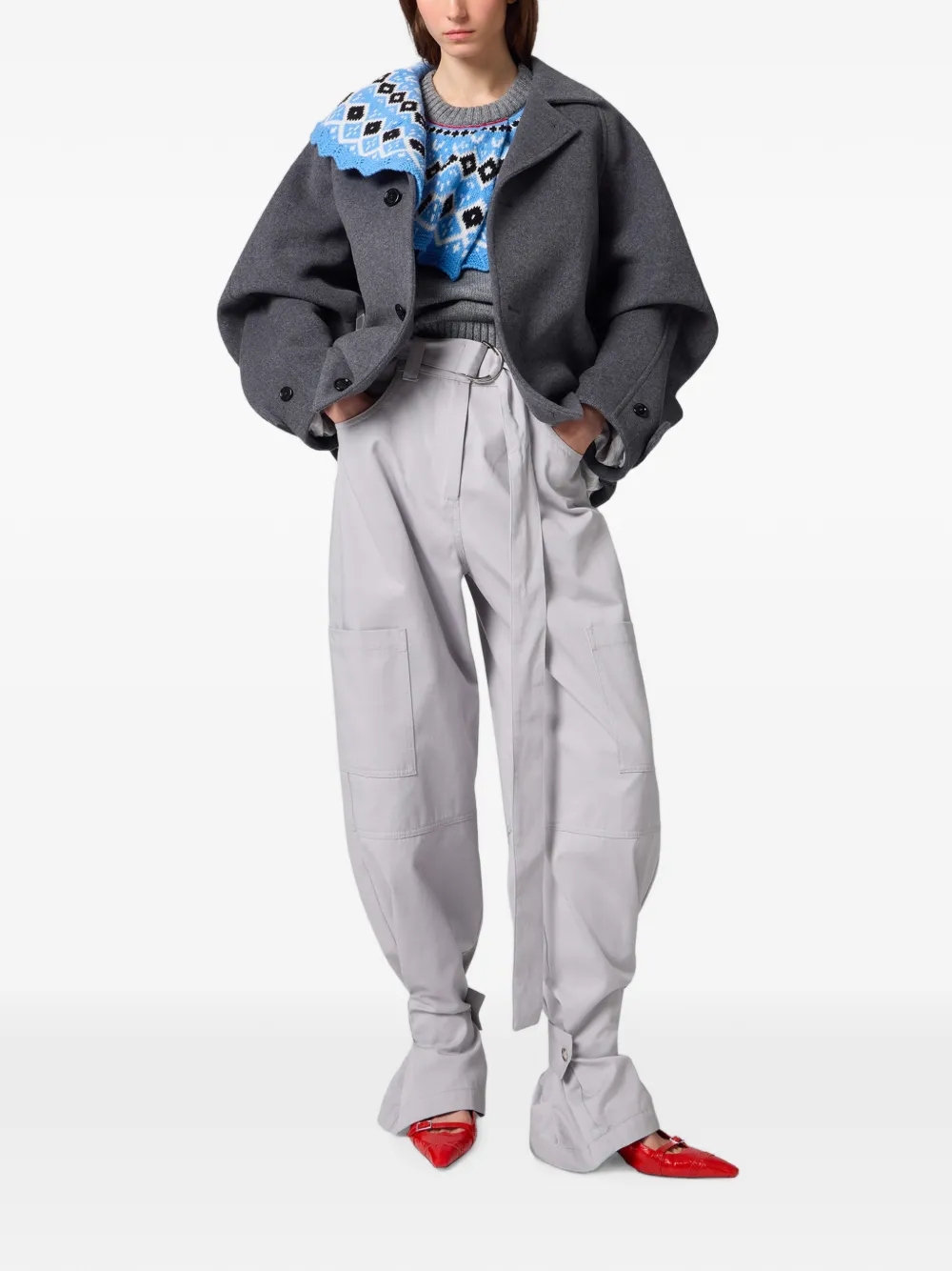 MSGM Cargo broek met ceintuur Grijs