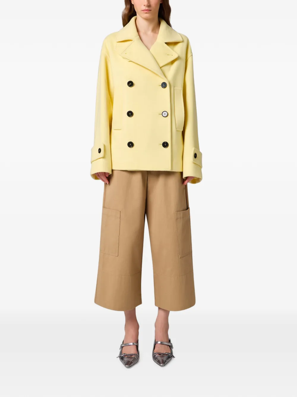 MSGM Jack met dubbele rij knopen en knopen aan de manchetten Geel