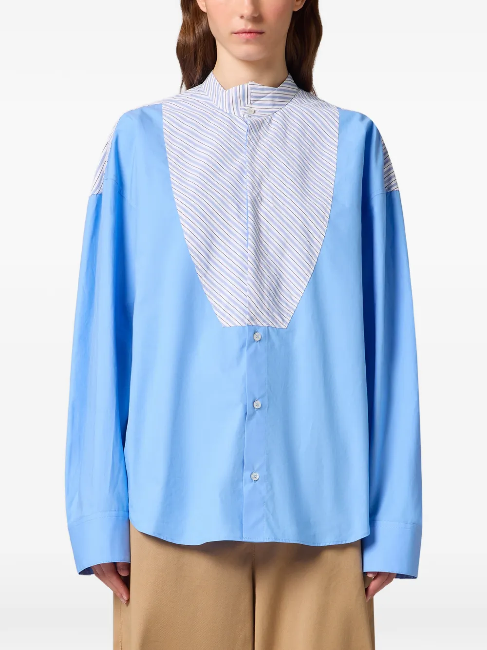MSGM Katoenen T-shirt met gestreept vlak Blauw
