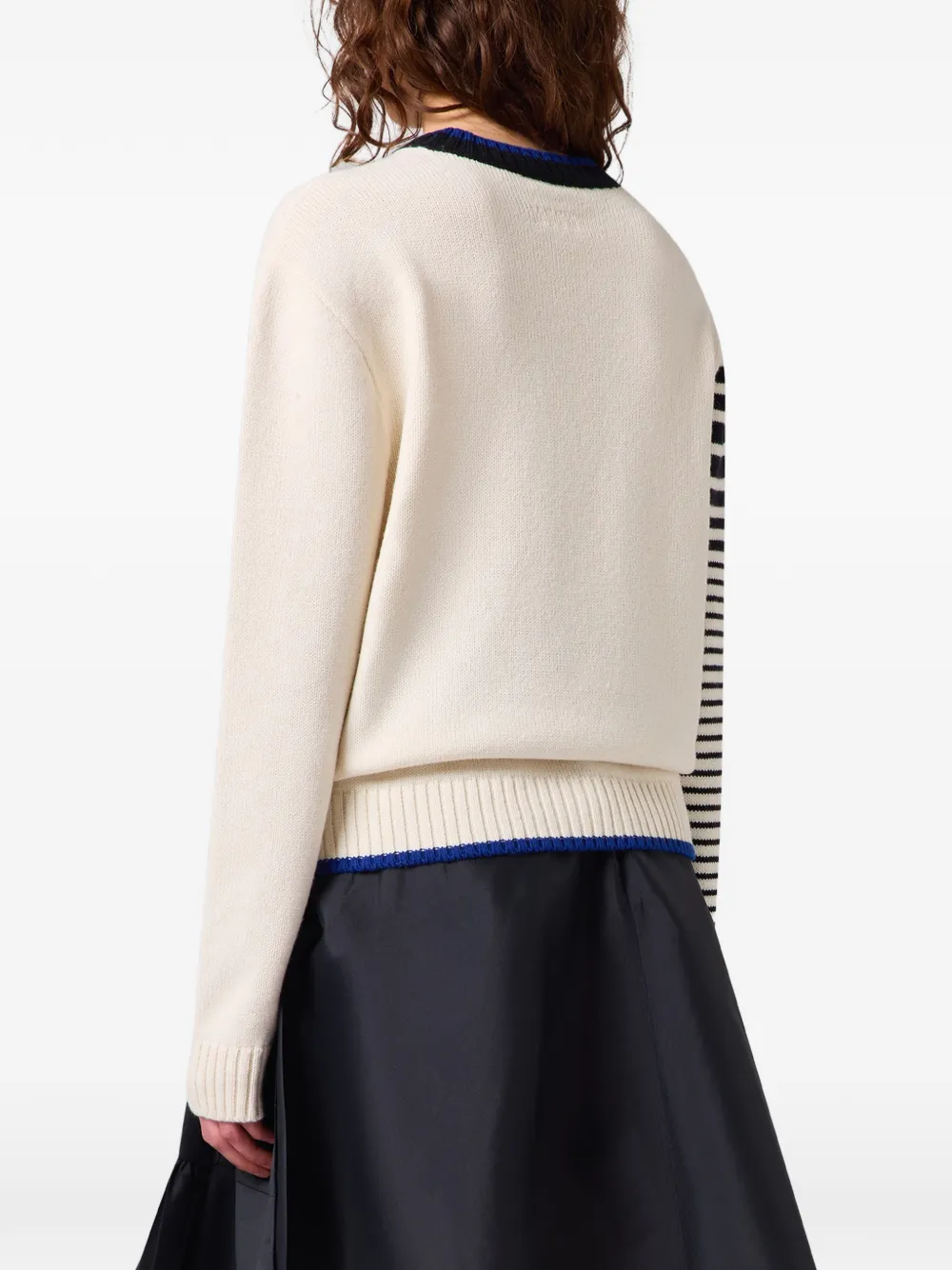 MSGM Trui met gestreepte mouwen en kat-intarsia Beige