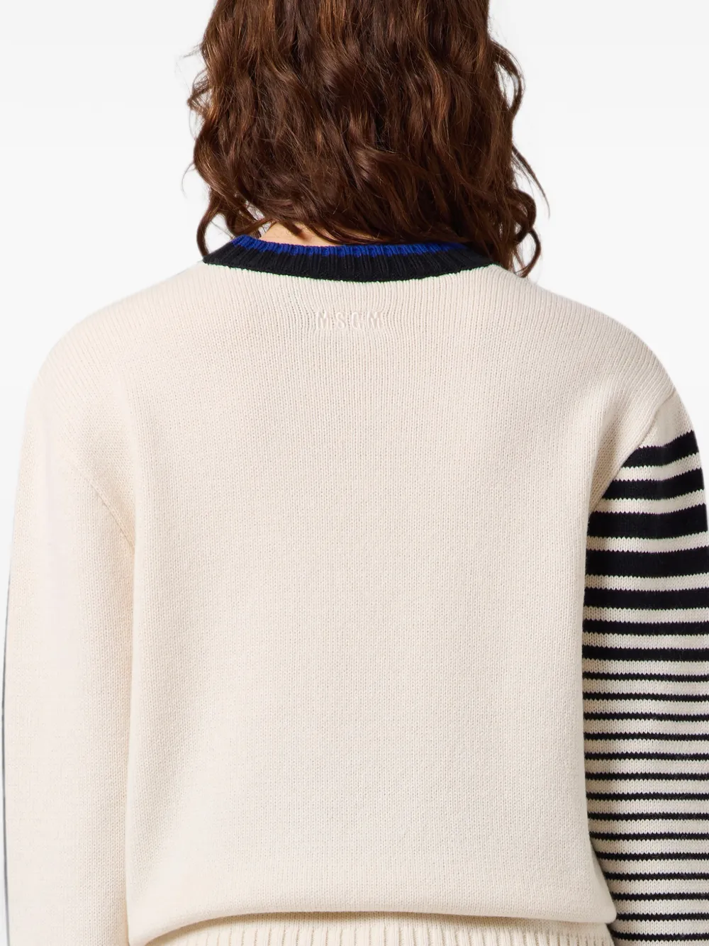 MSGM Trui met gestreepte mouwen en kat-intarsia Beige