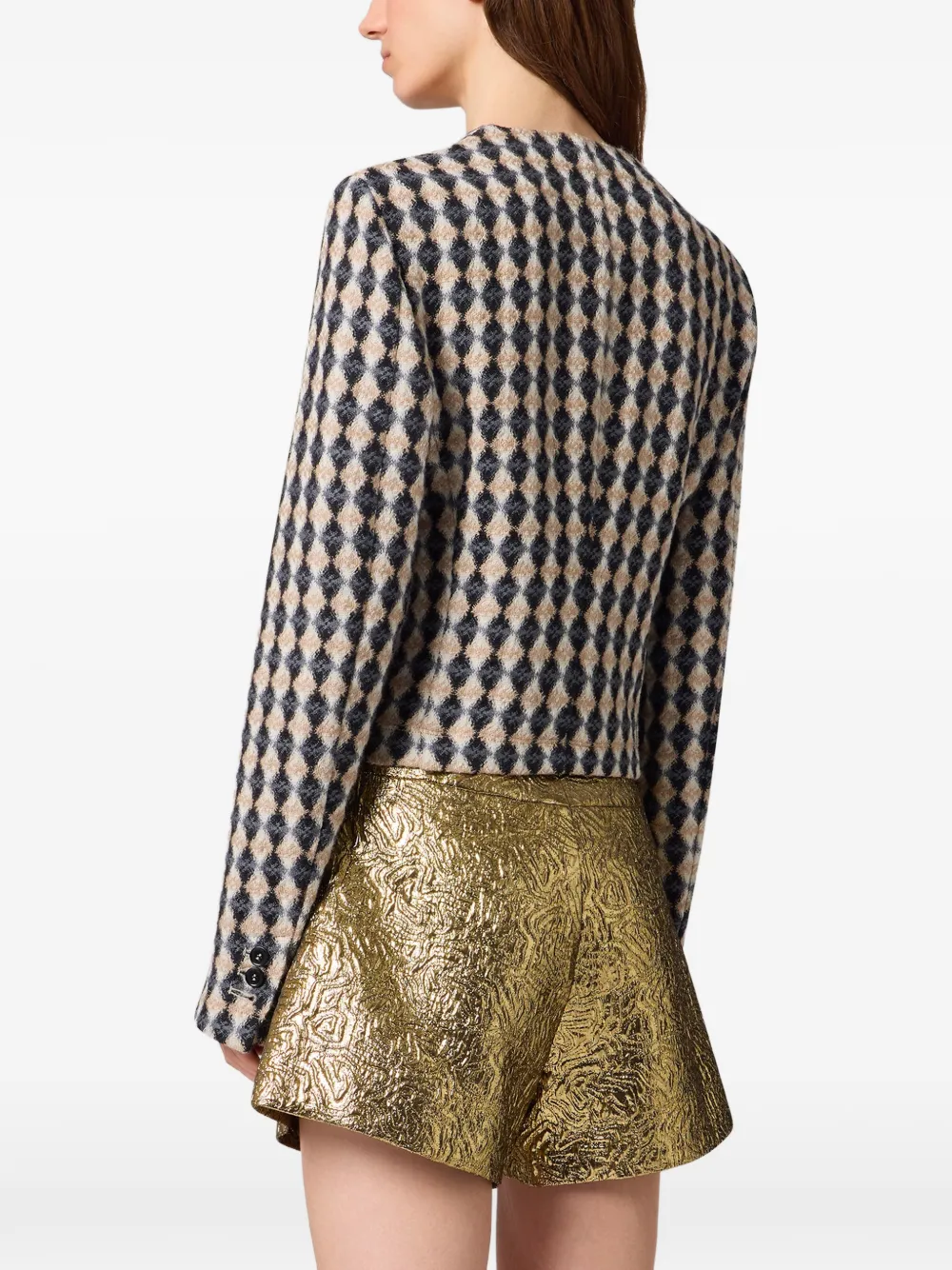 MSGM diamond-pattern button-up jacket Beige