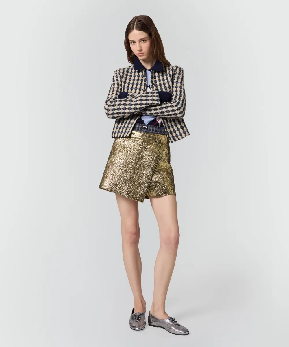MSGM diamond-pattern button-up jacket Beige