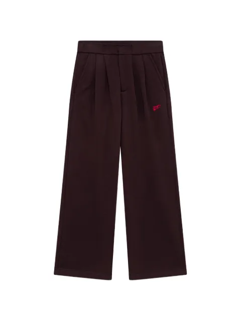 MSGM pleated logo-embroidered straight trousers