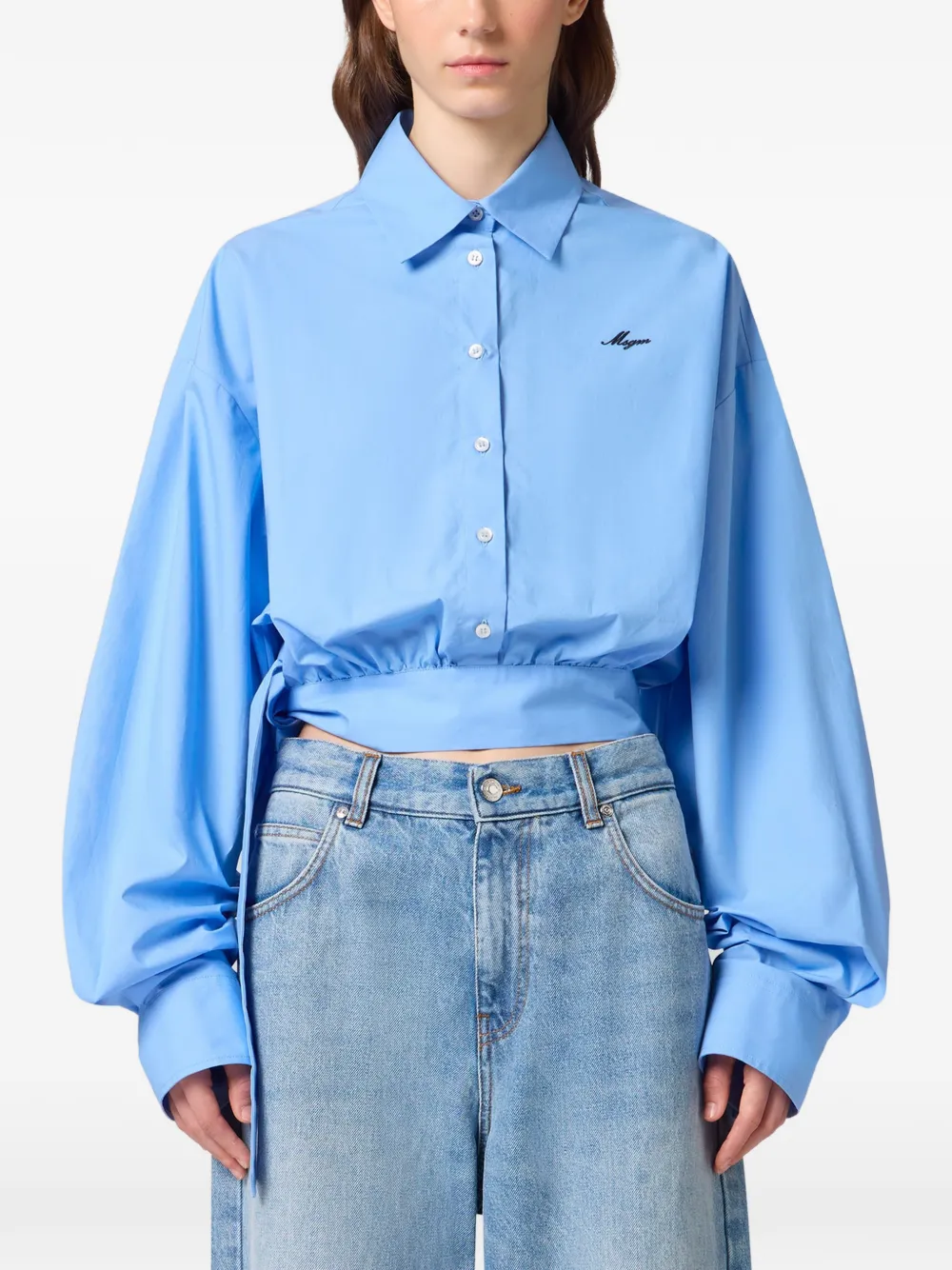 MSGM Cropped blouse Blauw