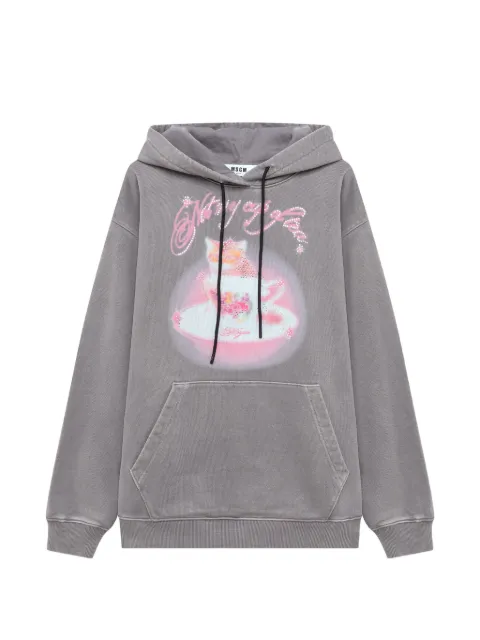 MSGM rhinestone-embellished graphic-print hoodie
