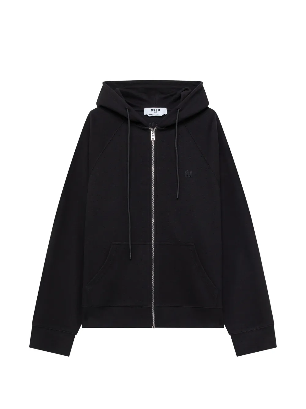 MSGM logo-patch zip-up hoodie | Black | Image 1