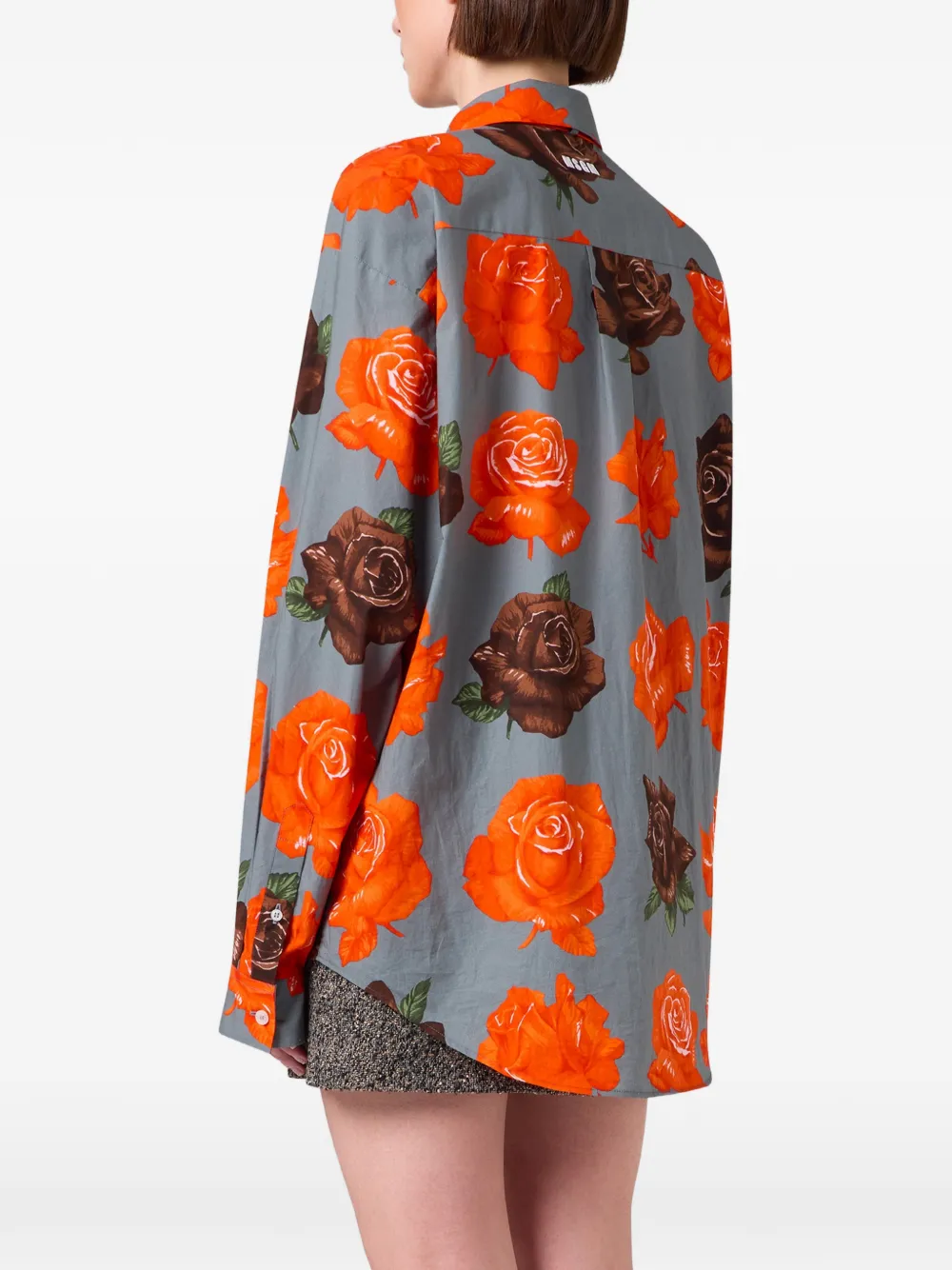 MSGM Blouse met bloemenprint en gestrikte hals Grijs