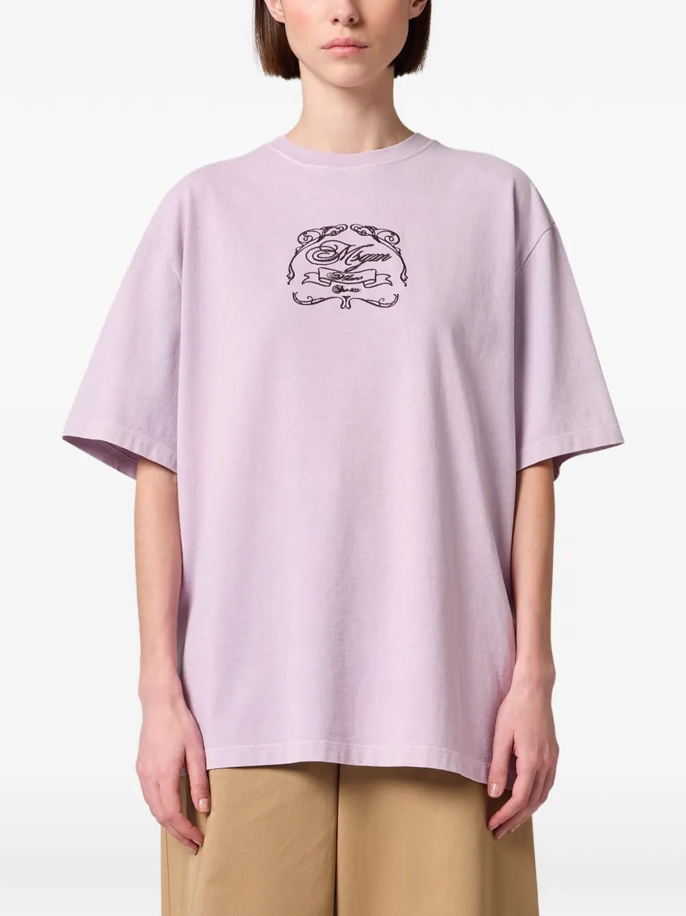 MSGM Oversized T-shirt met geborduurd logo Paars