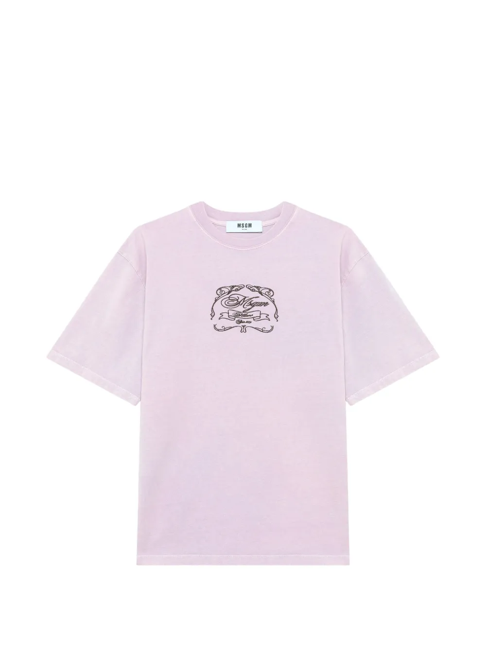 MSGM 로고 자수 오버사이즈 핏 티셔츠 | 퍼플 | Image 1