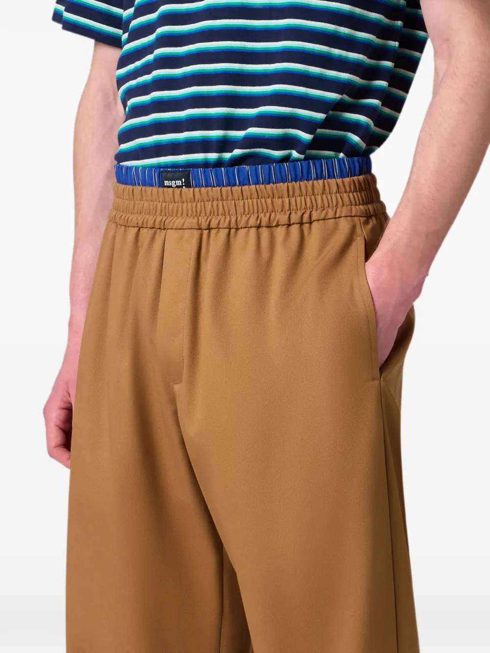 MSGM Straight broek met gelaagde tailleband Beige