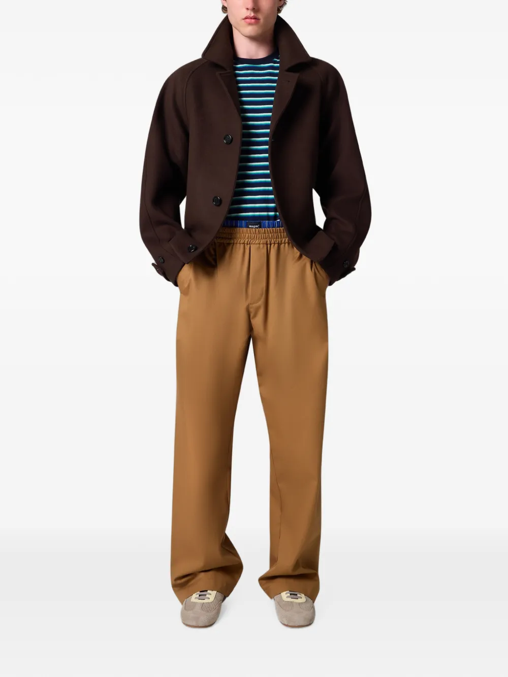 MSGM Straight broek met gelaagde tailleband Beige