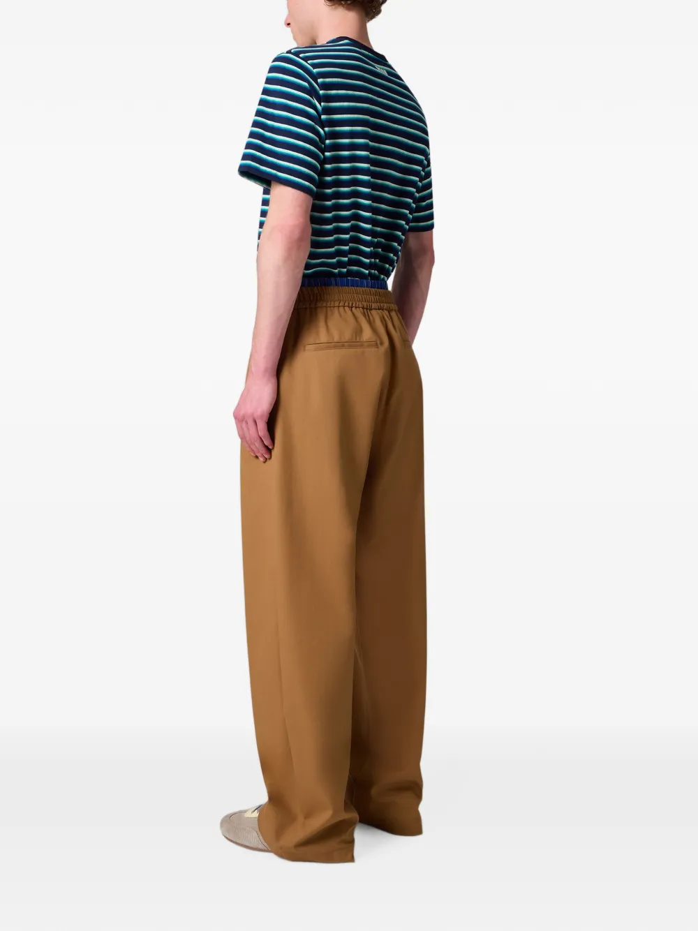 MSGM Straight broek met gelaagde tailleband Beige