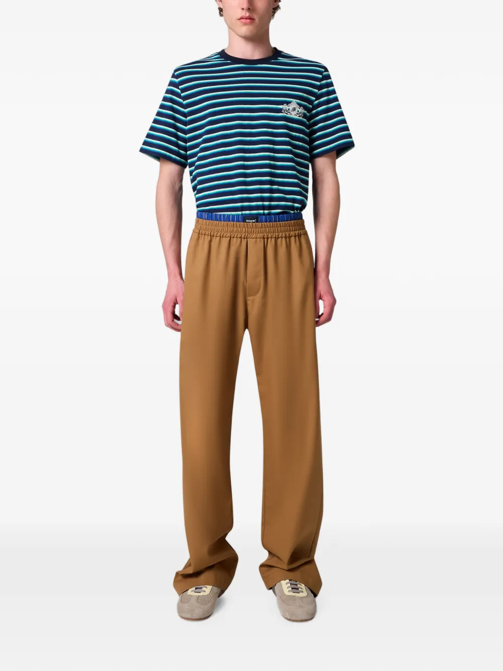 MSGM Straight broek met gelaagde tailleband Beige