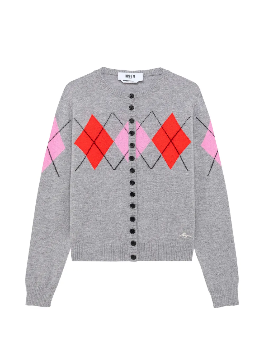 MSGM Cardigan a rombi con bottoni - Grigio