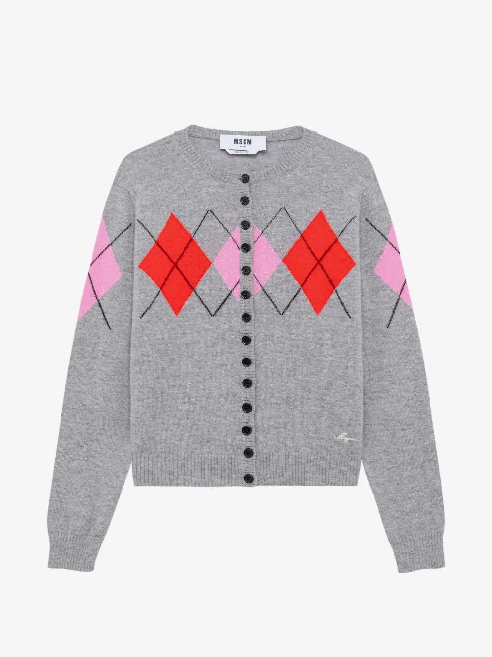 MSGM argyle-pattern button-up cardigan | Grey | Image 1