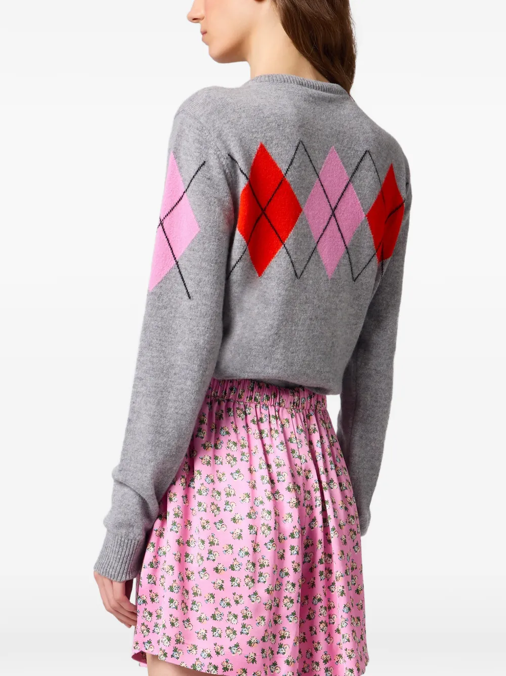 MSGM Vest met argyle-patroon en knopen Grijs