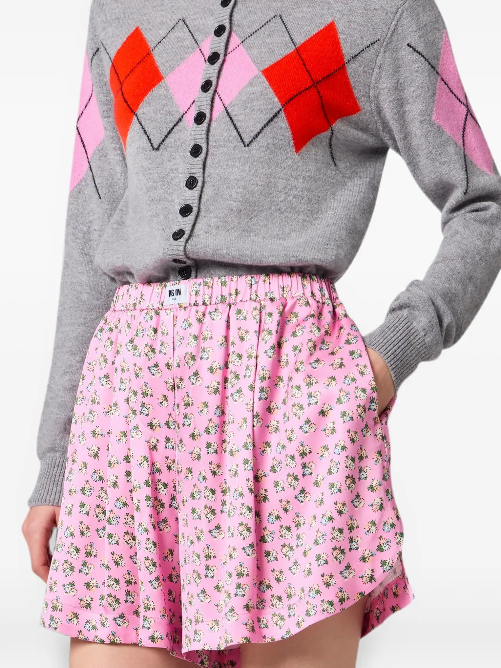 MSGM Vest met argyle-patroon en knopen Grijs