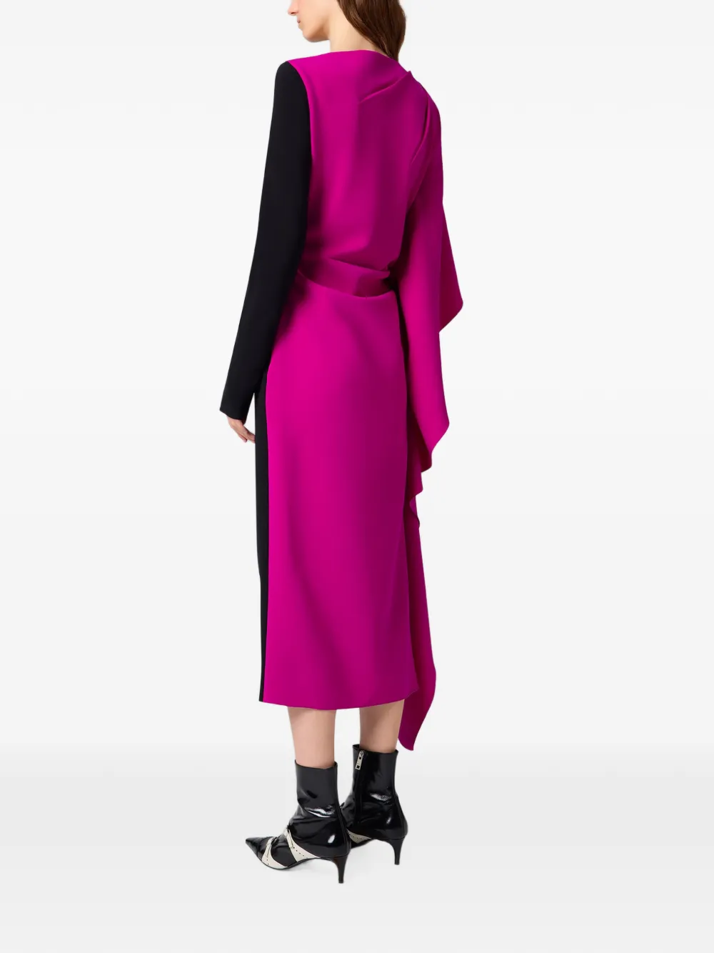 MSGM Asymmetrische gedrapeerde midi-jurk Zwart