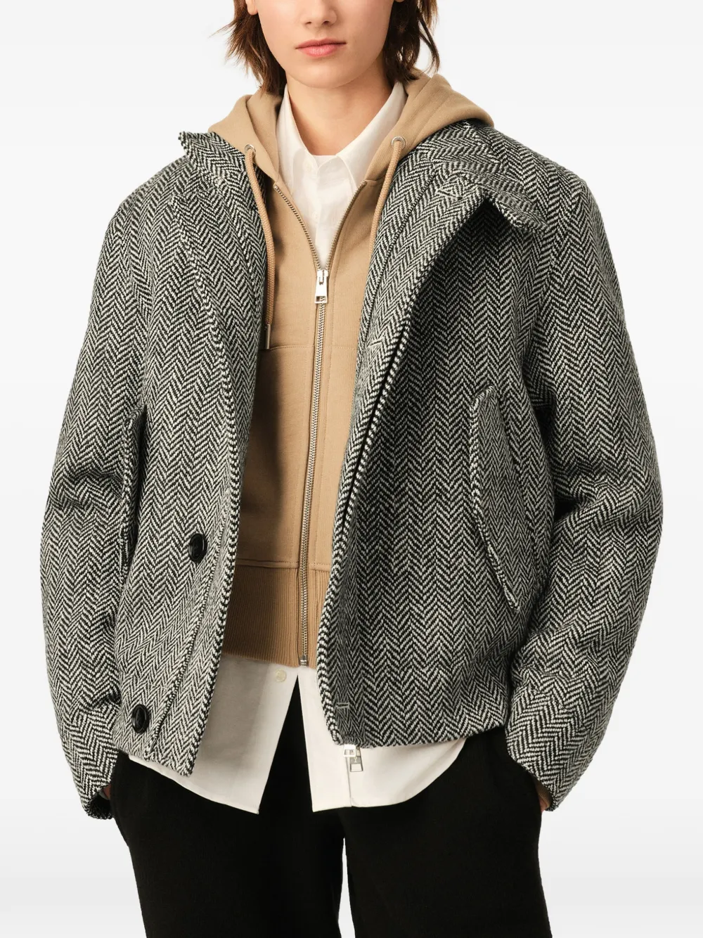 AMI Paris Harrington wollen gewatteerde jas Wit