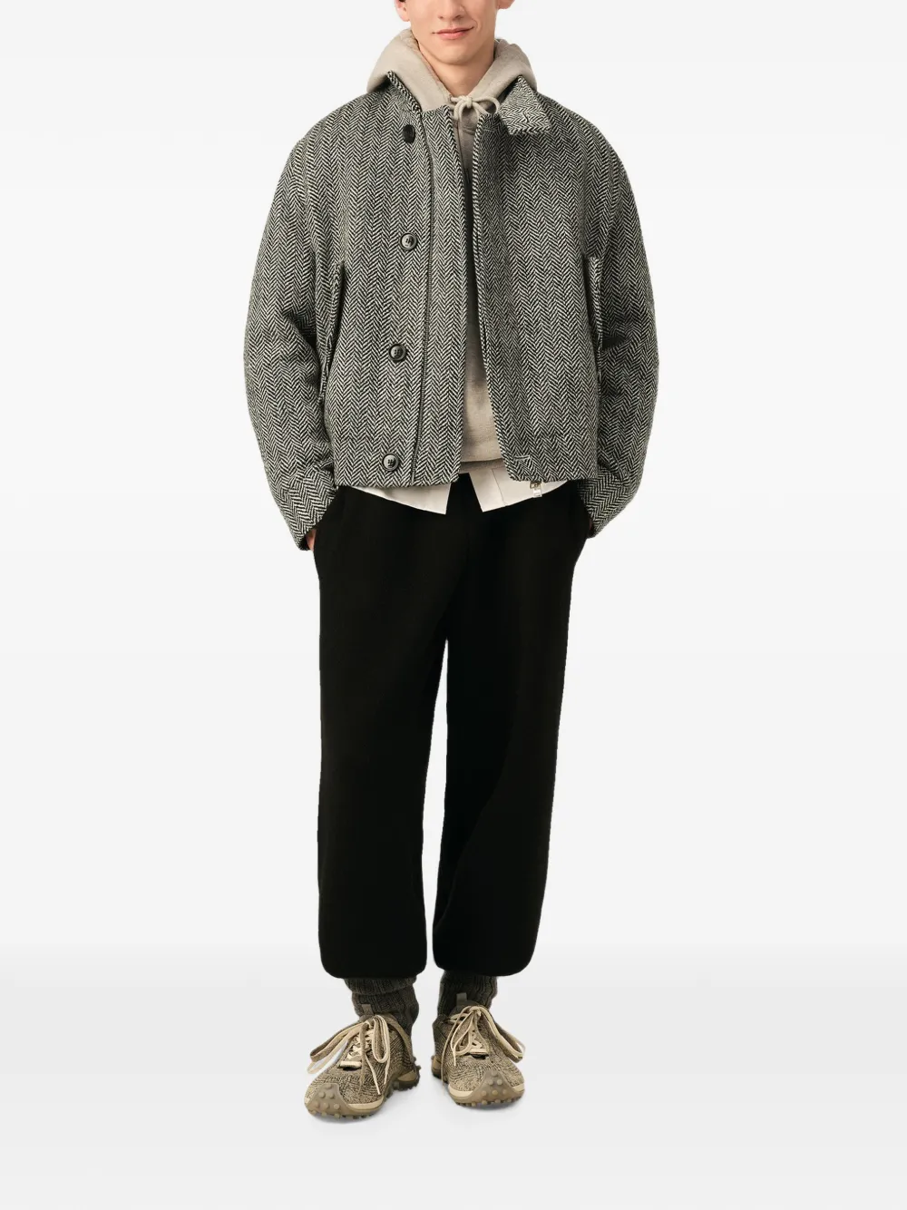 AMI Paris Harrington wollen gewatteerde jas Wit