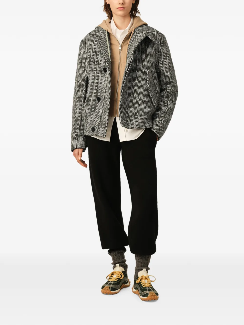 AMI Paris Harrington wollen gewatteerde jas Wit