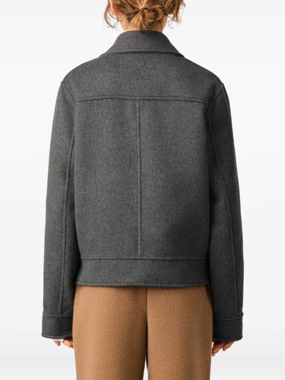 AMI Paris Button-down wollen en kasjmier jack Grijs