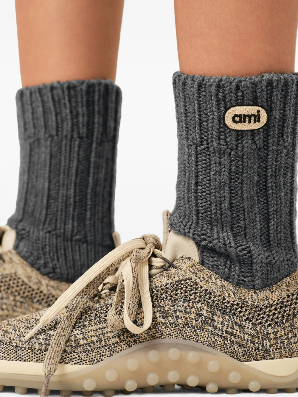 AMI Paris Wollen sokken met Ami-patch Grijs