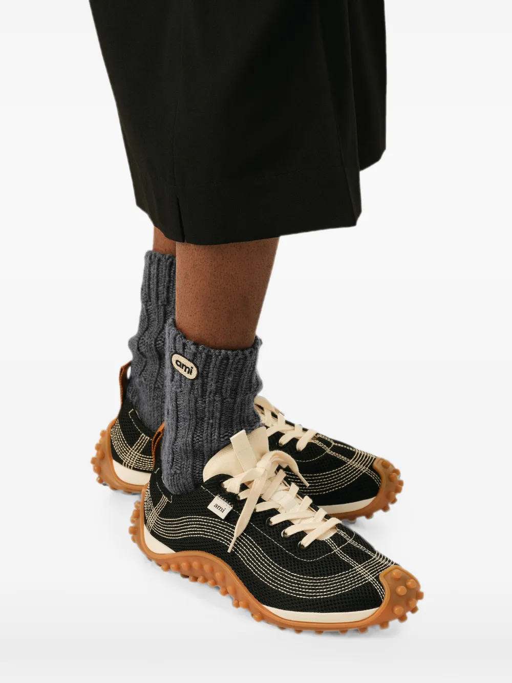 AMI Paris Wollen sokken met Ami-patch Grijs