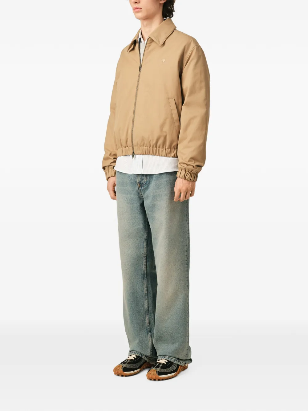 AMI Paris Katoenen gewatteerde jas met Ami de Coeur Beige