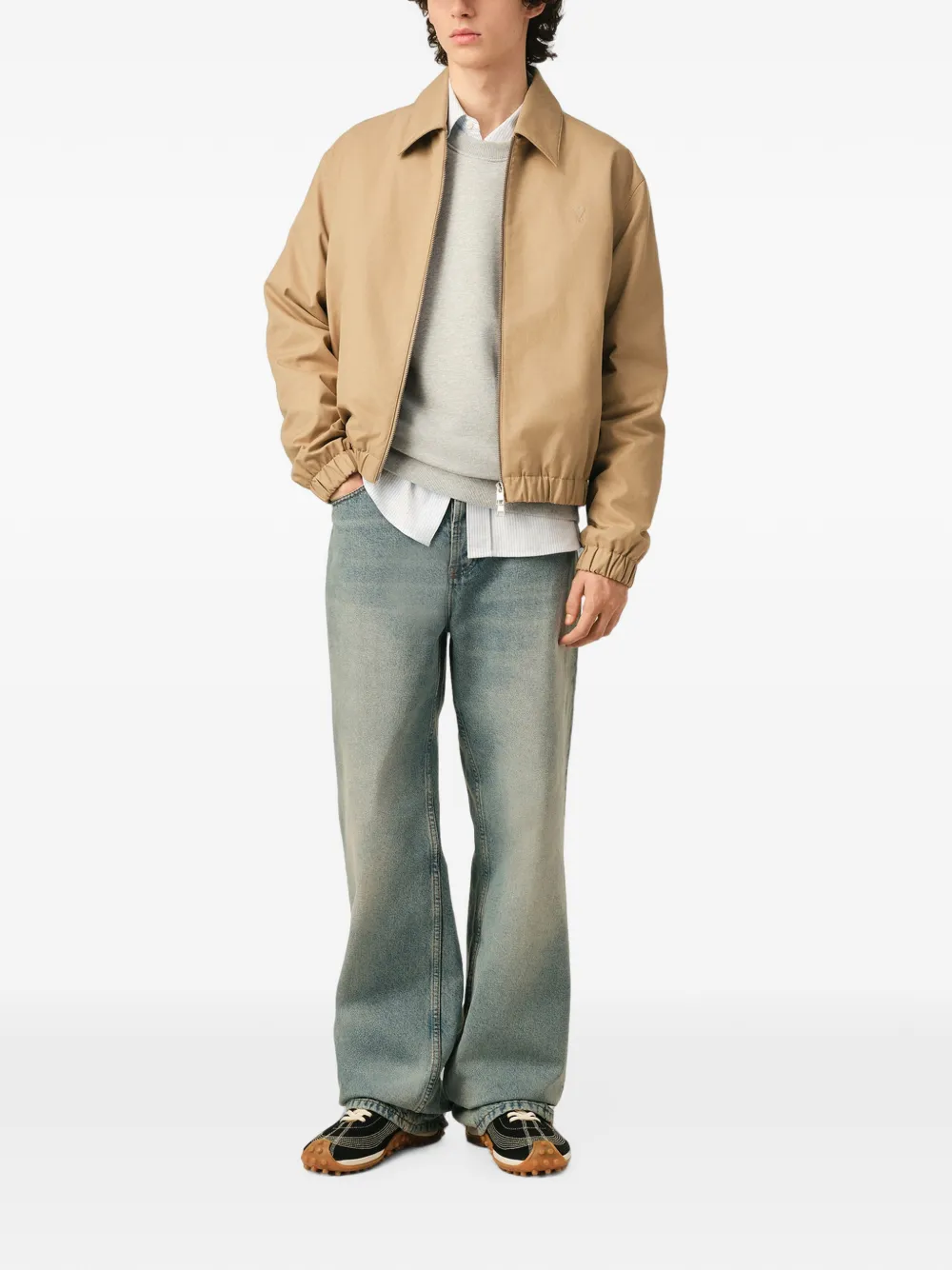 AMI Paris Katoenen gewatteerde jas met Ami de Coeur Beige