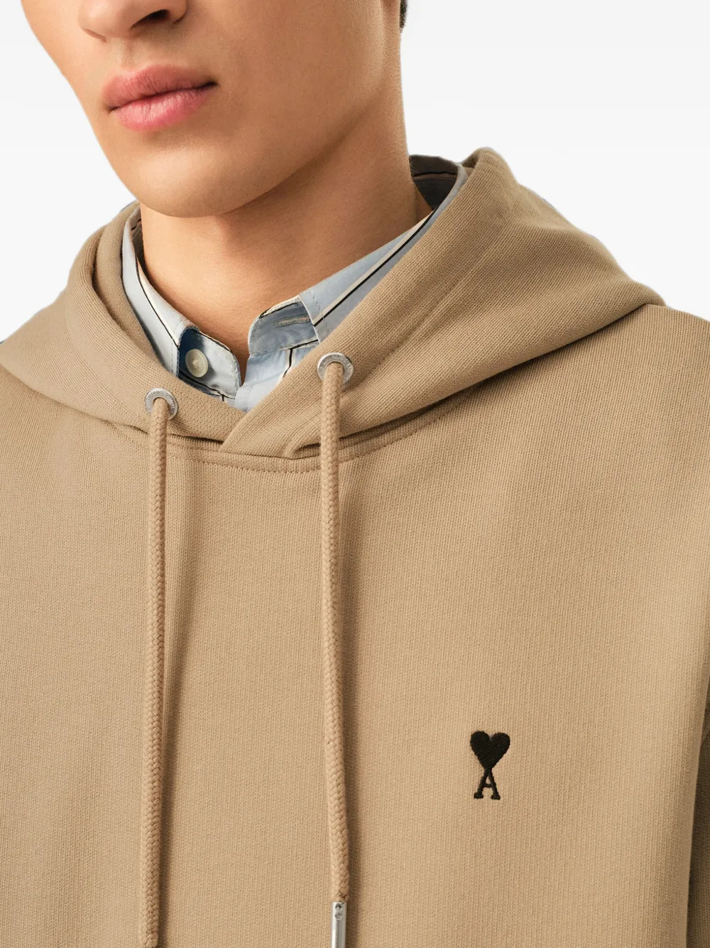 AMI Paris Katoenen hoodie met Ami de Coeur Beige