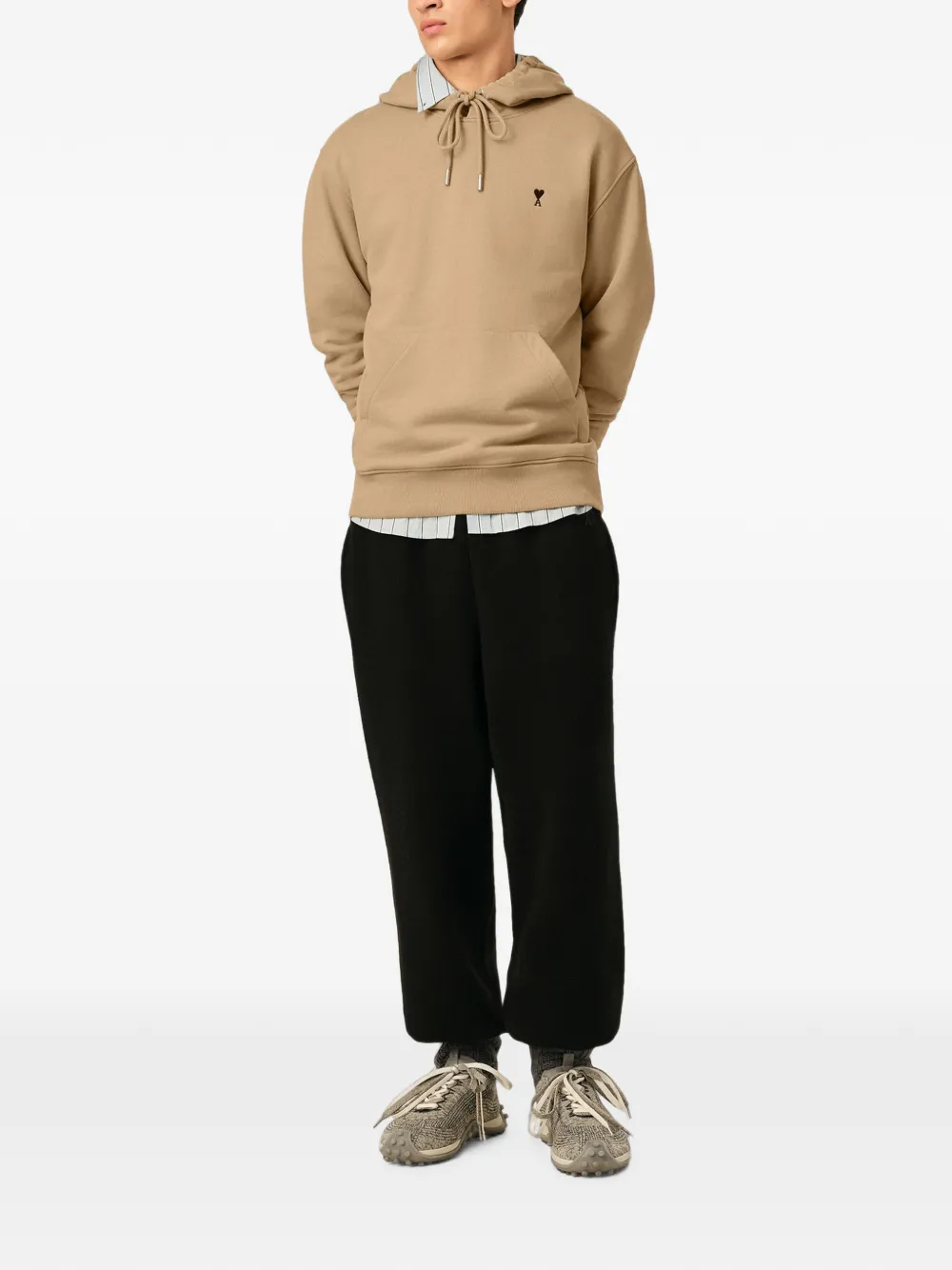 AMI Paris Katoenen hoodie met Ami de Coeur Beige
