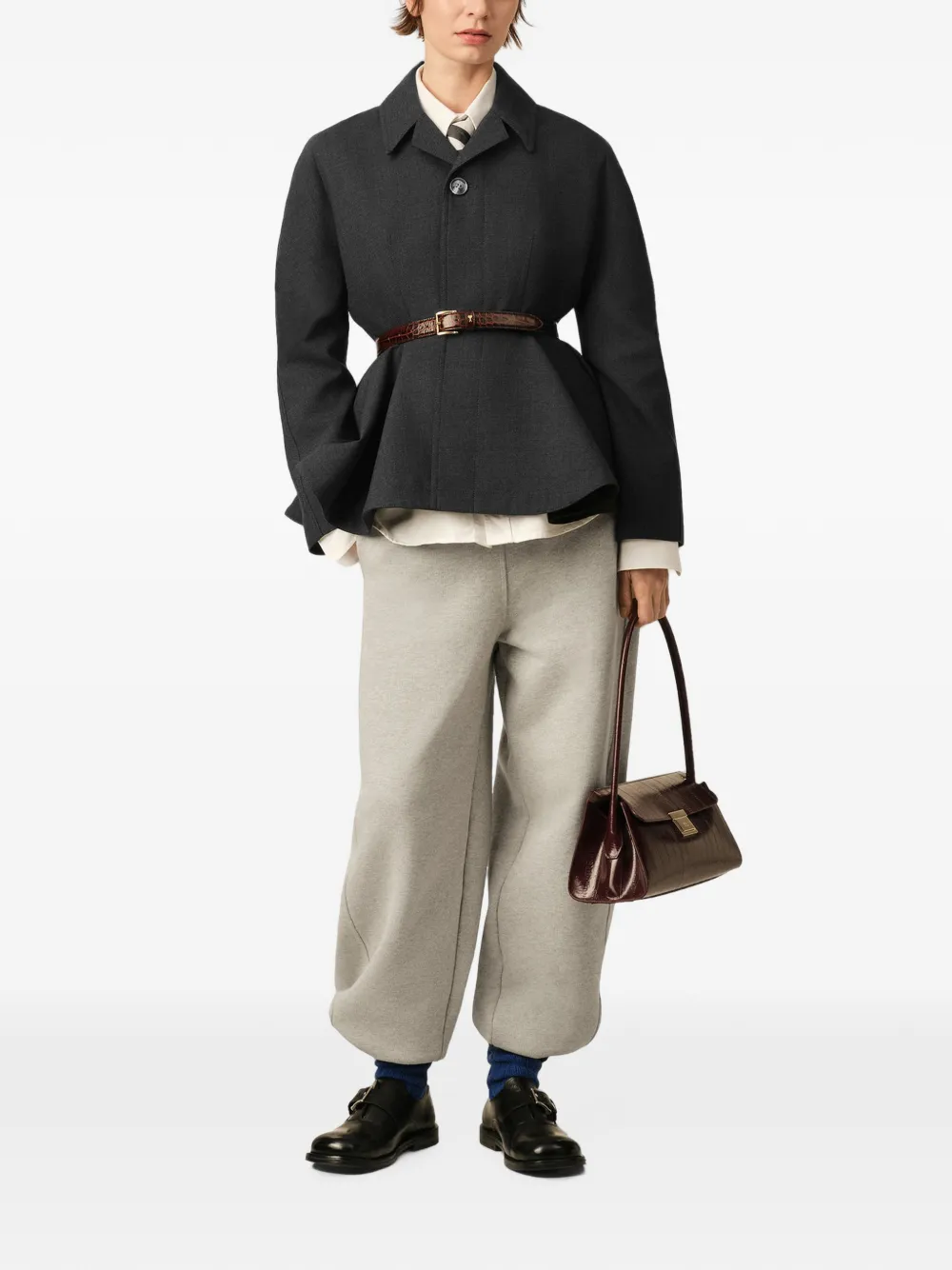 AMI Paris Peplum wollen jack Grijs