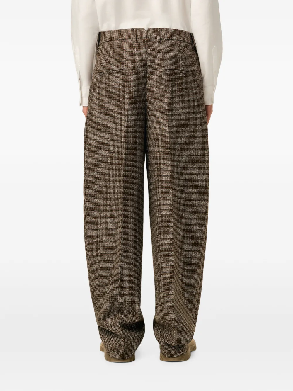 AMI Paris Wollen broek met pied-de-poule print Bruin