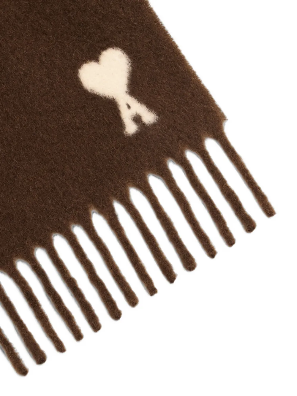 AMI Paris Alpaca sjaal met Ami de Coeur Bruin
