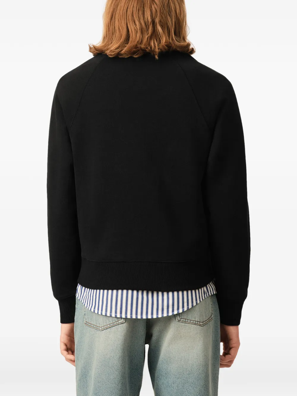 AMI Paris Katoenen sweater met rits en Ami de Coeur-reliëf Zwart