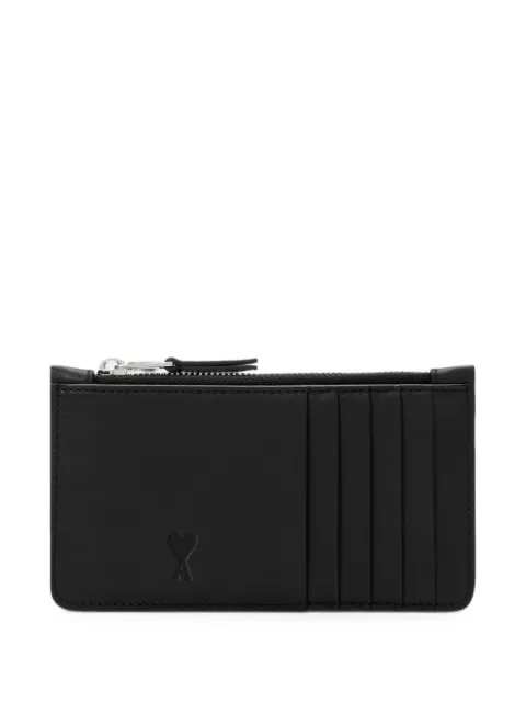 AMI Paris zipped cowhide-leather card holder with Ami de Coeur