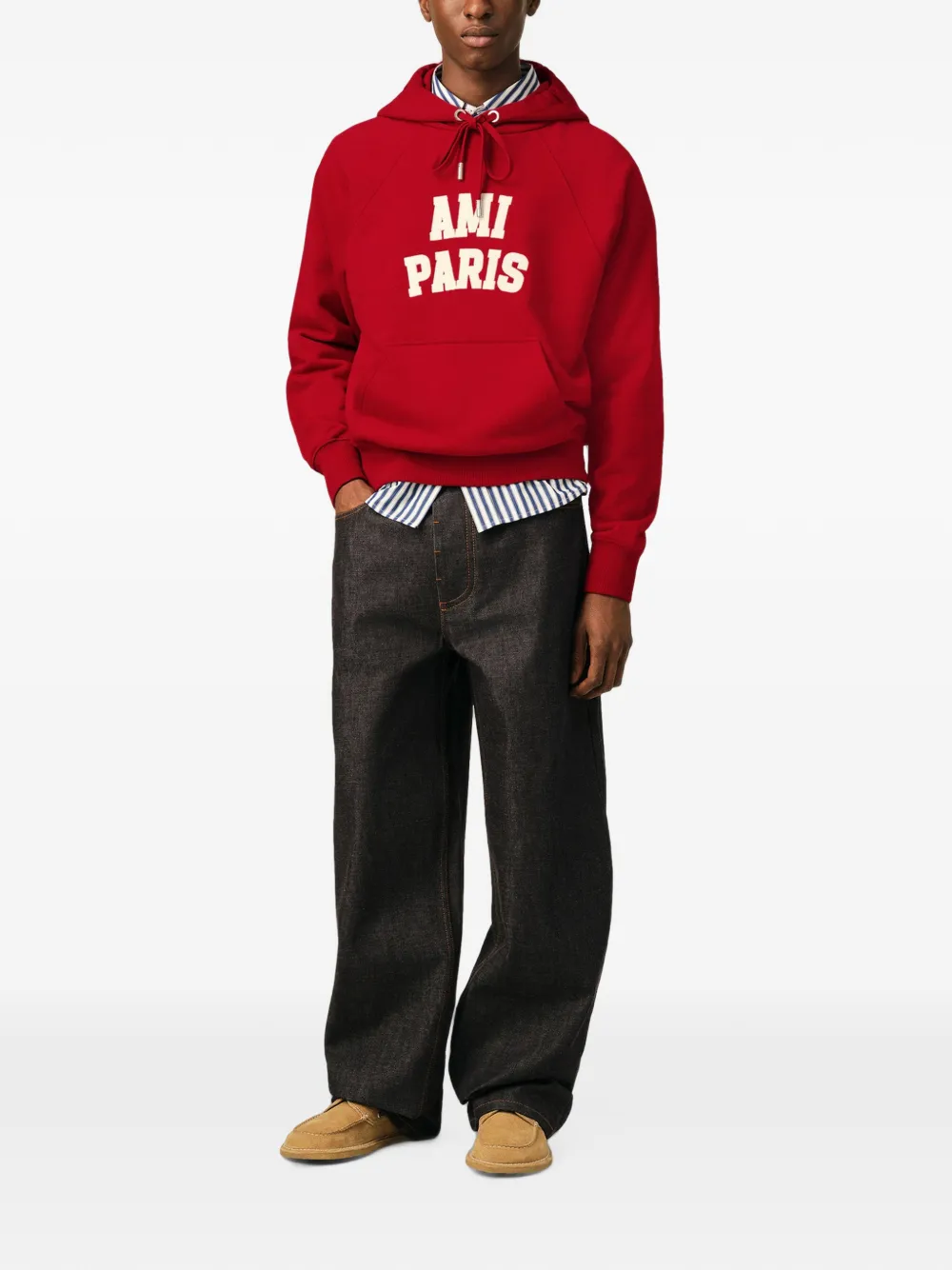 AMI Paris Katoenen hoodie met -borduurwerk Rood